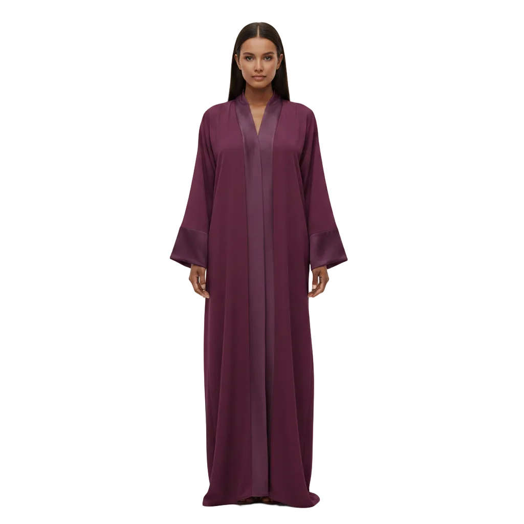 Robe signature bi-matière violet prune