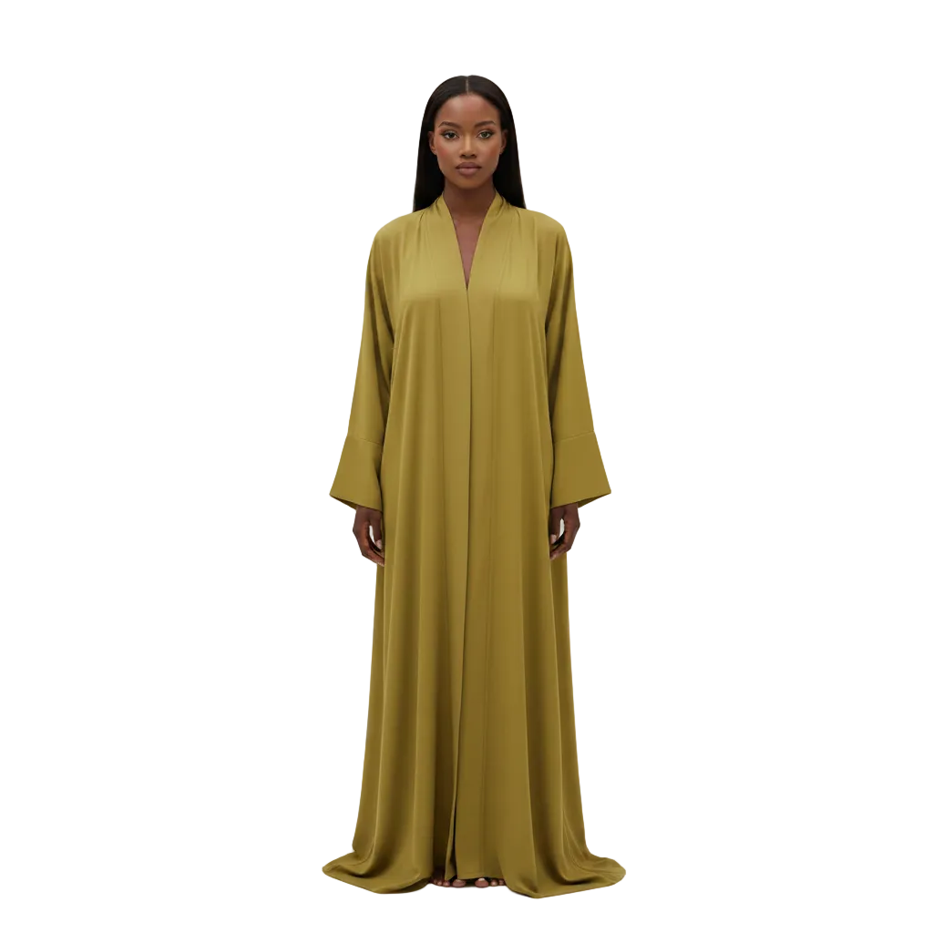 Robe signature bi-matière vert olive