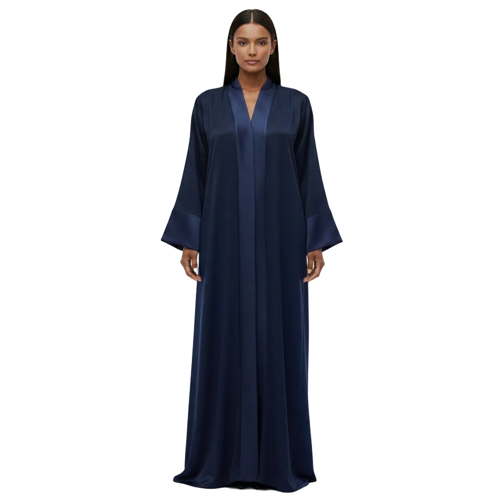 Robe signature bi-matière bleu nuit