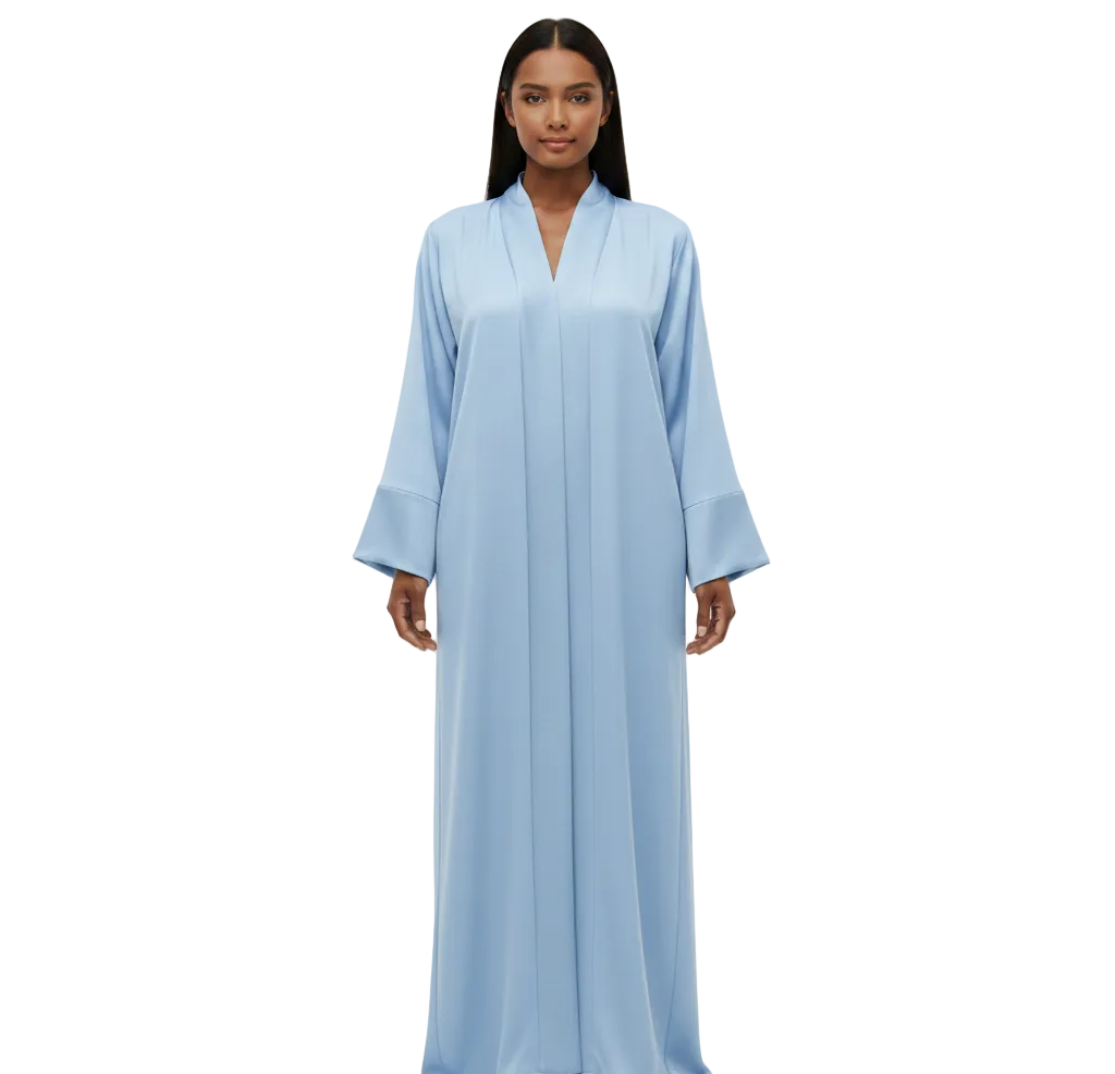 Robe signature bi-matière bleu pâle