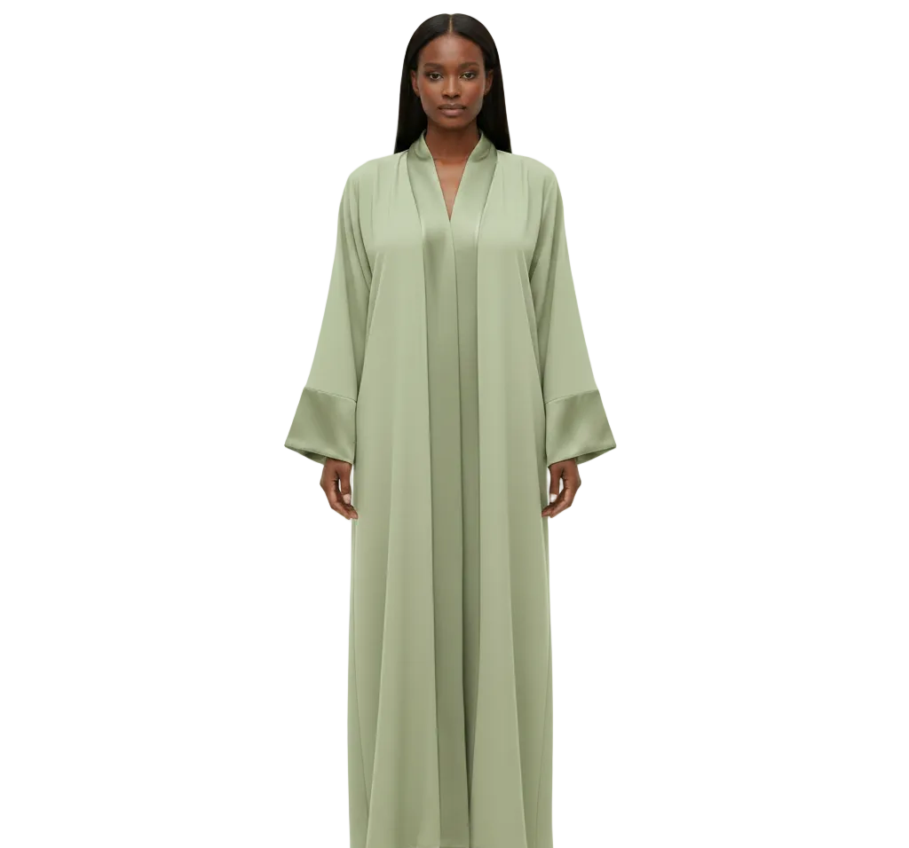 Robe signature bi-matière vert sauge